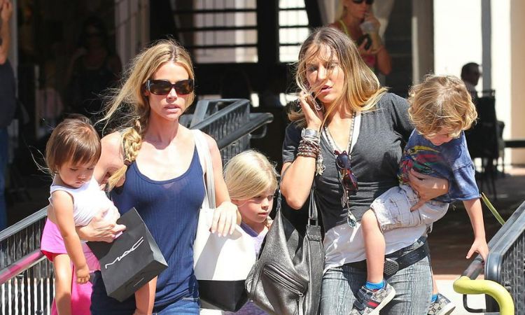 Lola Rose Sheen's mother, Denise Richards with her adopted sister, Eloise, and her half brothers, Max and Bob with their mother, Brooke Muller.